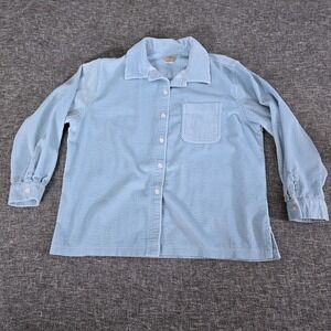 Vintage 90s L.L. Bean Blue Corduroy Button Up Shirt Blue Women's L Petite